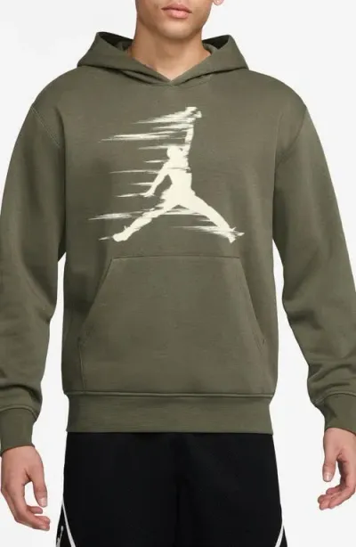 Jordan Mvp Fleece Pullover Hoodie In Medium Olive/sail