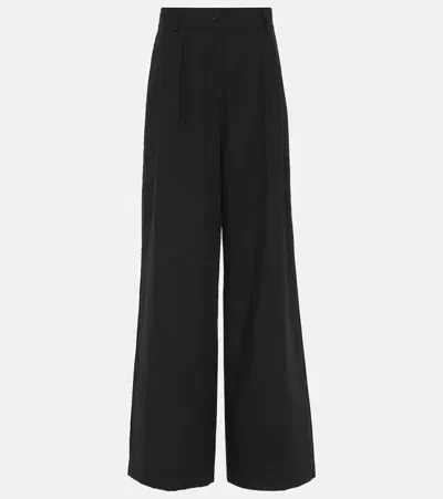 Joseph Forest Wool-blend Voile Wide-leg Pants In Black