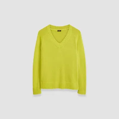 Joseph Open Cashmere V Neck Jumper In Ginkgo