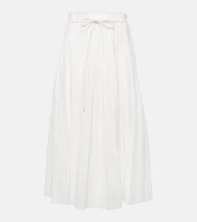 Joseph Plissé Linen And Cotton-blend Midi Skirt In White