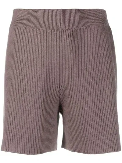 Joseph Ribbed-knit Silk-blend Shorts In Brown