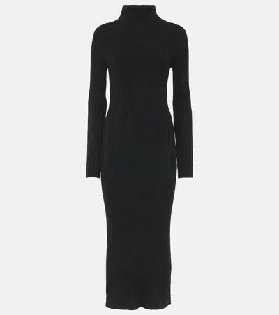 Joseph Ribbed-knit Wool And Silk Midi Dress In Black