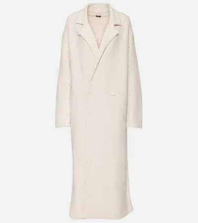 Joseph Ribbed-knit Wool-blend Coat In White