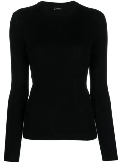 Joseph Ribbed Merino Wool-blend Top In Black