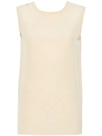 Joseph Ribbed-trim Silk Blouse In Neutrals