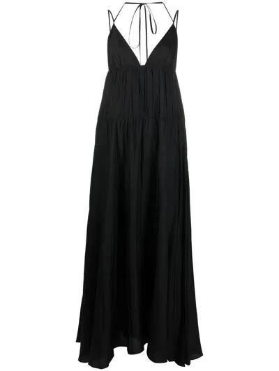 Joseph Darnley Tiered Ruched Silk-habotai Maxi Dress In Schwarz