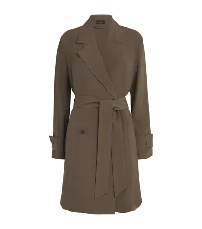 Joseph Silk Crepe Charah Trench Coat In Brown