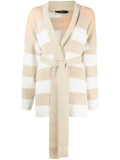 Joseph Striped Knitted Cardigan In Neutrals