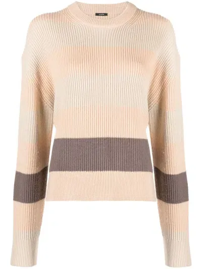 Joseph Striped Ribbed-knit Jumper In Nude