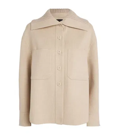 Joseph Wool-silk Henri Shirt Jacket In Beige