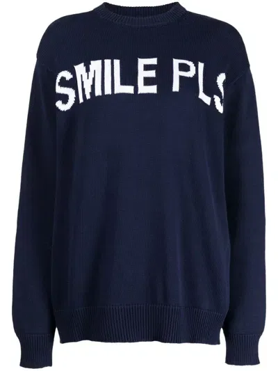 Joshua Sanders Smilepls Intarsia-knit Jumper In Blue