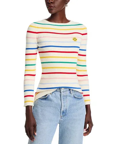 Joshua Sanders Striped Ribbed Crewneck Sweater In Bunt