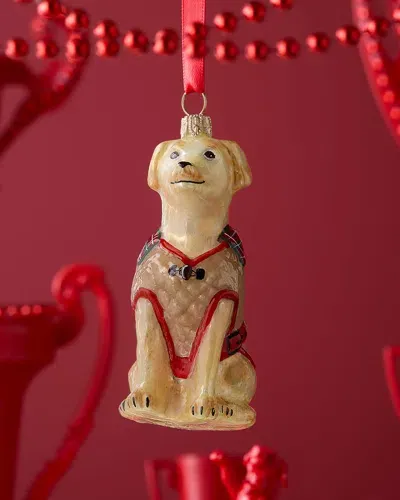 Joy To The World Collectibles Yellow Lab In Barbour Coat Christmas Ornament In Gold