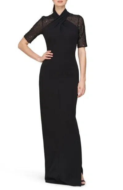 Js Collections Aitana Sequin Column Gown In Black