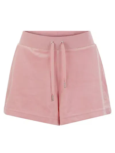 Juicy Couture Velour Shorts In Pink