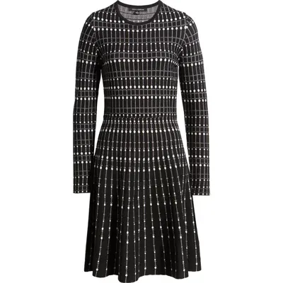 Julia Jordan Stripe Jacquard Long Sleeve Sweater Dress In Black