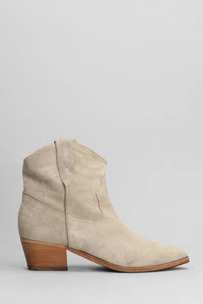 Julie Dee Texan Ankle Boots In Taupe Suede In Brown