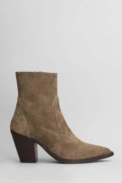 Julie Dee Texan Ankle Boots In Brown Suede