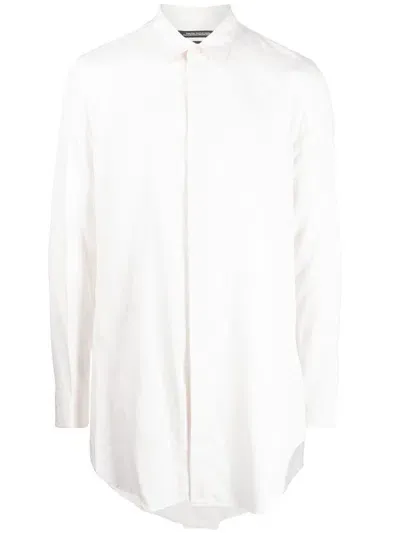 Julius Concealed Front-fastening Shirt In White