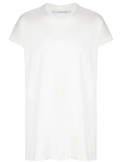 Julius Drop-shoulder Cotton-blend T-shirt In White