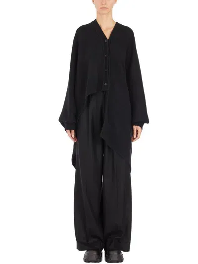 Junya Watanabe Asymmetric Knitted Cardigan In Black