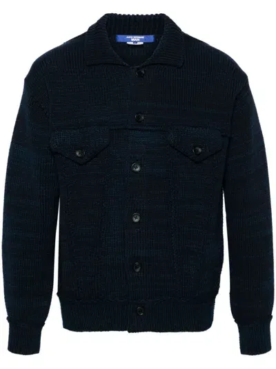 Junya Watanabe Mélange Knit Cardigan - Men's - Cotton/polyester In Blue