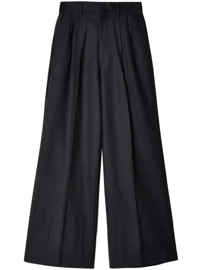 Junya Watanabe Pinstriped Wool Tailored Pants In Blue