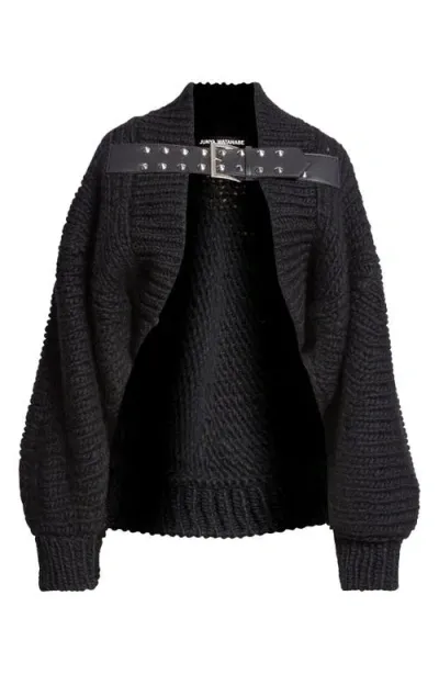 Junya Watanabe Spike Belt Wool Cardigan In Black