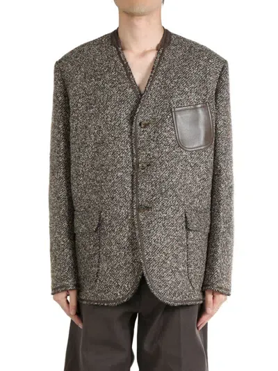 Junya Watanabe Tweed Blazer In Brown