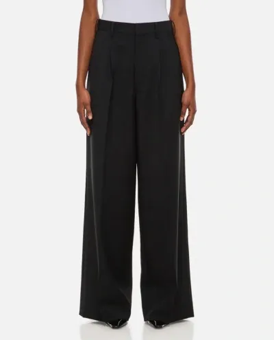 Junya Watanabe Pleated Wool-mohair Trousers In Black