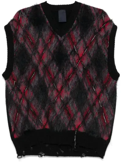 Juunj Argyle Intarsia-knit Vest In Schwarz