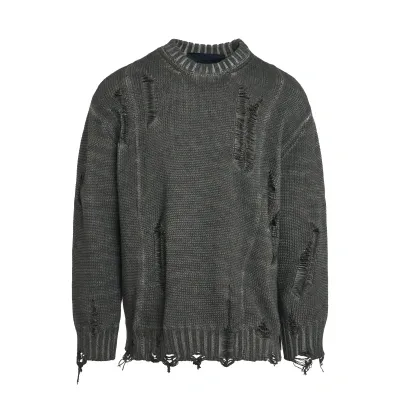 Juunj Damaged Garment Dyed Sweater In Gray