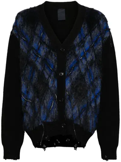 Juunj Diamond-pattern Cardigan In Blue