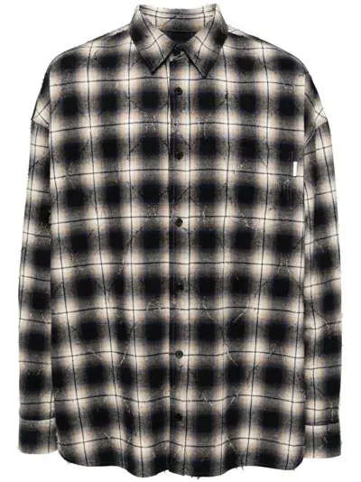 Juunj Distressed Plaid-check Shirt In Blue