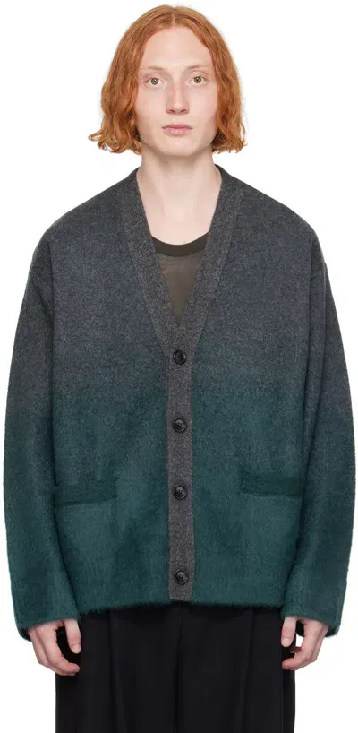 Juunj Gray & Green Gradient Cardigan In M Green