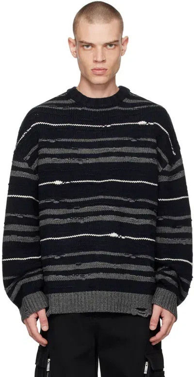 Juunj Multicolor Crewneck Sweater In R Navy