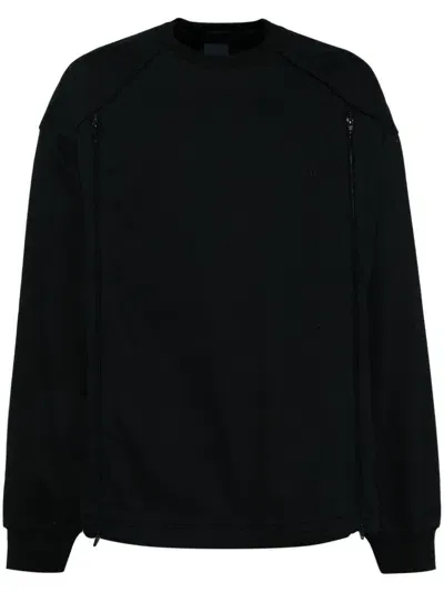 Juunj Side-open Mesh Two-tone Sweatshirt In Black