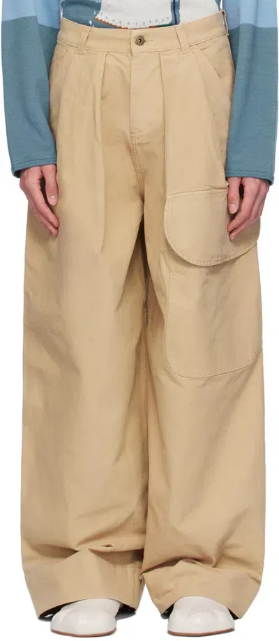 Jw Anderson Beige Oversized Pocket Cargo Pants In 046 Cream