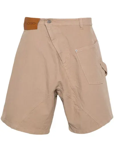 Jw Anderson Twisted Canvas Shorts In Brown