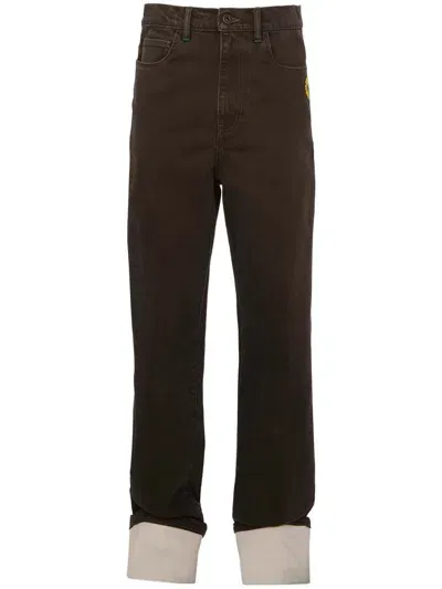 Jw Anderson Contrast Turn-up Jeans In Black