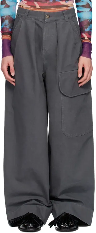 Jw Anderson Gray Oversize Pocket Cargo Pants In 929 Grey