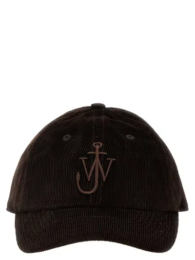 Jw Anderson J.w. Anderson Logo Embroidery Velvet Cap In Brown