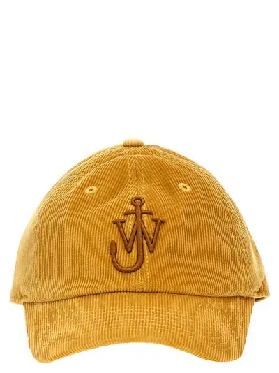 Jw Anderson J.w. Anderson Logo Embroidery Velvet Cap In Yellow