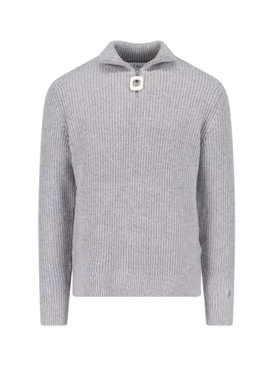 Jw Anderson Logo Zip Sweater In Gray