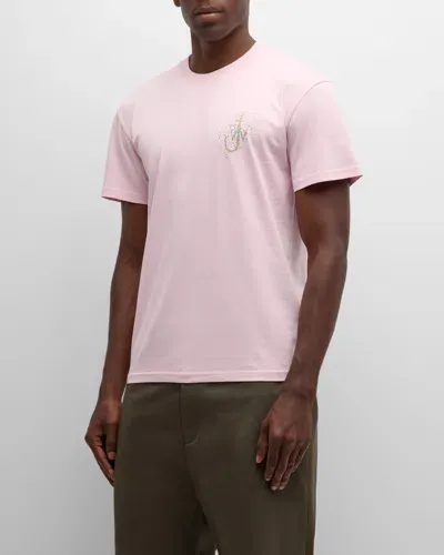 Jw Anderson Men's Graphic Logo T-shirt In Pink