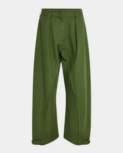 Jw Anderson Men's Twisted Seam Trousers In Dark Green