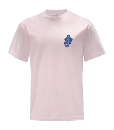 Jw Anderson Anchor Logo-patch T-shirt In Pink