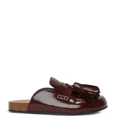 Jw Anderson Tassel Loafer Leather Mules In Brown