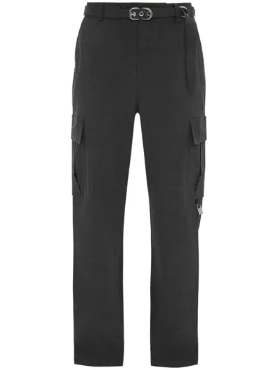 Jw Anderson Straight-leg Wool Cargo Trousers In Black