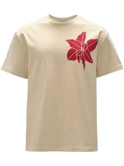 Jw Anderson T-shirt A Fiori In Neutrals